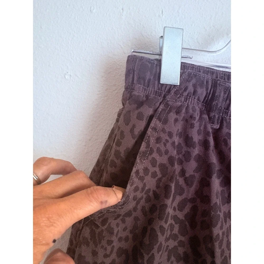 Gap Kids Black Gray Leopard Print Barrel Denim Jeans XL Elastic Waist